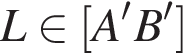 L при­над­ле­жит левая квад­рат­ная скоб­ка A'B' пра­вая квад­рат­ная скоб­ка 